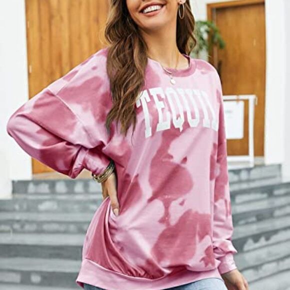 New Tequila Womens Oversized Tie Dye Sweatshirts Loose Long Sleeve Crewneck … - Picture 2 of 7
